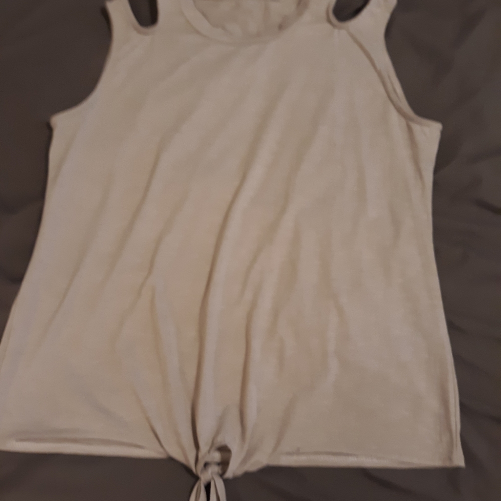 Gray top with peekaboo shoulders
